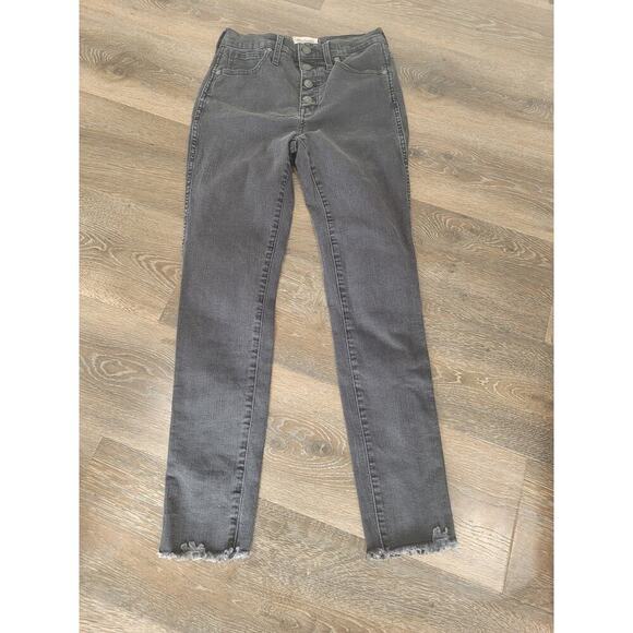 Madewell Women's 10" High-Rise Skinny size 27 Black Jeans Raw Hem‎ #12 - Picture 1 of 5